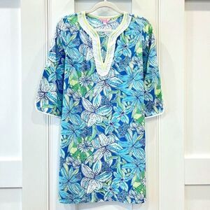 Lilly Pulitzer Women’s Small Pick of the Bunch Caftan Blue Midi Dress Cotton